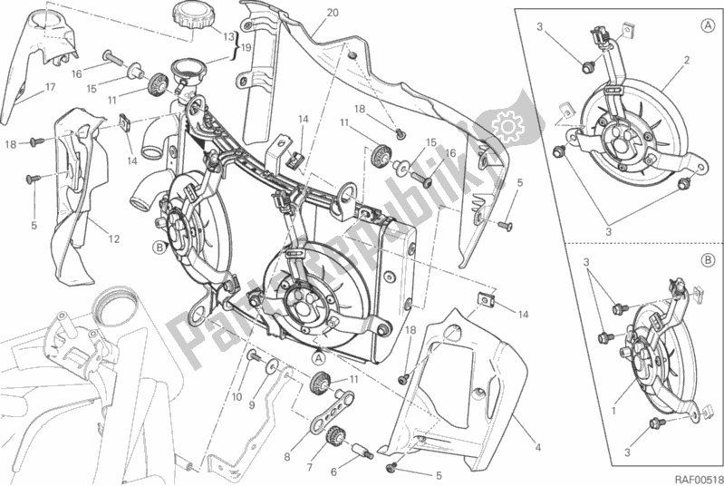 Tutte le parti per il Refrigeratore D'acqua del Ducati Monster 821 Dark 2016